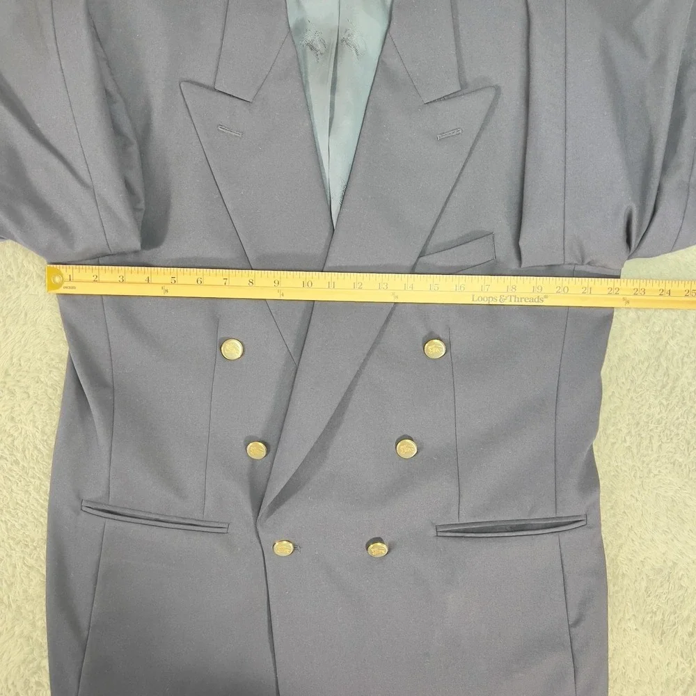 Vintage Burberrys Blazer Mens 46 Blue Wool Double Breasted Gold Button Made USA